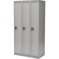 Lockers, Bank of 3, 36" x 18" x 72", Steel, Grey, Knocked Down Air Extreme Inc.