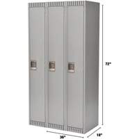 Lockers, Bank of 3, 36" x 18" x 72", Steel, Grey, Knocked Down Air Extreme Inc.