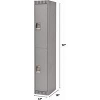 Lockers, 2 -tier, 12" x 18" x 72", Steel, Grey, Knocked Down Air Extreme Inc.