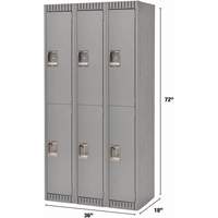 Casiers, 2 niveaux, Bloc de 3, 36" x 18" x 72", Acier, Gris, D&eacute;mont&eacute; Air Extreme Inc.