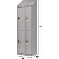 Lockers, 2 -tier, Bank of 2, 24" x 18" x 82", Steel, Grey, Knocked Down Air Extreme Inc.