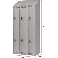 Lockers, 2 -tier, Bank of 3, 36" x 18" x 82", Steel, Grey, Knocked Down Air Extreme Inc.