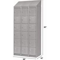 Lockers, 6 -tier, Bank of 3, 36" x 18" x 82", Steel, Grey, Knocked Down Air Extreme Inc.