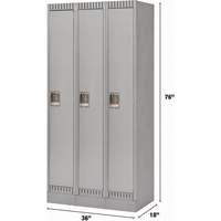 Lockers, Bank of 3, 36" x 18" x 76", Steel, Grey, Knocked Down Air Extreme Inc.