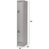 Lockers, 2 -tier, 12" x 18" x 76", Steel, Grey, Knocked Down Air Extreme Inc.