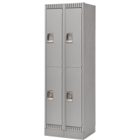 Lockers, 2 -tier, Bank of 2, 24" x 18" x 76", Steel, Grey, Knocked Down Air Extreme Inc.