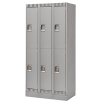 Lockers, 2 -tier, Bank of 3, 36" x 18" x 76", Steel, Grey, Knocked Down Air Extreme Inc.