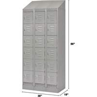 Lockers, 6 -tier, Bank of 3, 36" x 18" x 86", Steel, Grey, Knocked Down Air Extreme Inc.
