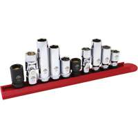 Jeu de douilles chrom&eacute;es avec rail, 10 Morceaux, Prise de 1/4"/3/8" Air Extreme Inc.