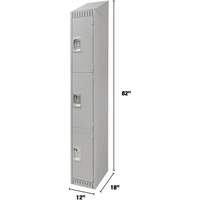 Lockers, 3 -tier, 12" x 18" x 82", Steel, Grey, Knocked Down Air Extreme Inc.