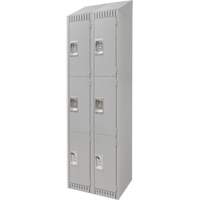 Lockers, 3 -tier, Bank of 2, 24" x 18" x 82", Steel, Grey, Knocked Down Air Extreme Inc.