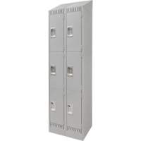 Lockers, 3 -tier, Bank of 2, 24" x 18" x 86", Steel, Grey, Knocked Down Air Extreme Inc.