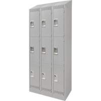 Lockers, 3 -tier, Bank of 3, 36" x 18" x 86", Steel, Grey, Knocked Down Air Extreme Inc.