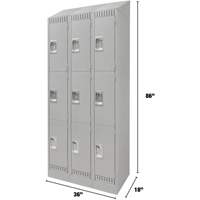 Lockers, 3 -tier, Bank of 3, 36" x 18" x 86", Steel, Grey, Knocked Down Air Extreme Inc.