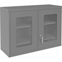 Wall-Mountable Storage Cabinet with Clearview Doors, 26-15/16" H x 35-7/8" W x 13-11/16" D, 2 Shelves, Steel, Grey Air Extreme Inc.