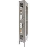 Vented Lockers, 2 -tier, 12" x 18" x 78", Steel, Grey, Knocked Down, Perforated Air Extreme Inc.