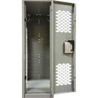 Vented Lockers, 2 -tier, Bank of 3, 36 x 18" x 88", Steel, Grey, Knocked Down, Perforated Air Extreme Inc.