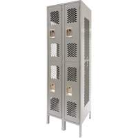 Vented Lockers, 2 -tier, Bank of 2, 24" x 18" x 78", Steel, Grey, Knocked Down, Perforated Air Extreme Inc.