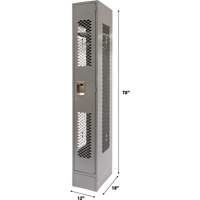 Vented Lockers, 12" x 18" x 78", Steel, Grey, Knocked Down, Perforated Air Extreme Inc.