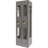 Vented Lockers, Bank of 2, 24" x 18" x 78", Steel, Grey, Knocked Down, Perforated Air Extreme Inc.