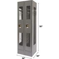 Vented Lockers, Bank of 2, 24" x 18" x 78", Steel, Grey, Knocked Down, Perforated Air Extreme Inc.