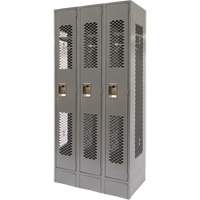 Vented Lockers, Bank of 3, 36 x 18" x 78", Steel, Grey, Knocked Down, Perforated Air Extreme Inc.