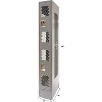 Vented Lockers, 2 -tier, 12" x 18" x 78", Steel, Grey, Knocked Down, Perforated Air Extreme Inc.