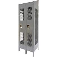 Vented Lockers, Bank of 2, 24" x 18" x 88", Steel, Grey, Knocked Down, Perforated Air Extreme Inc.