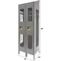 Vented Lockers, Bank of 2, 24" x 18" x 88", Steel, Grey, Knocked Down, Perforated Air Extreme Inc.