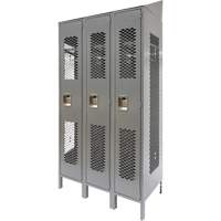 Vented Lockers, Bank of 3, 36 x 18" x 88", Steel, Grey, Knocked Down, Perforated Air Extreme Inc.