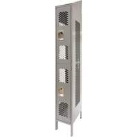 Vented Lockers, 2 -tier, 12" x 18" x 88", Steel, Grey, Knocked Down, Perforated Air Extreme Inc.
