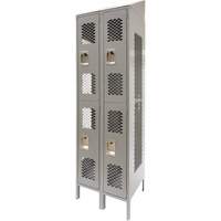 Vented Lockers, 2 -tier, Bank of 2, 24" x 18" x 88", Steel, Grey, Knocked Down, Perforated Air Extreme Inc.