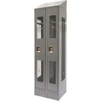 Vented Lockers, Bank of 2, 24" x 18" x 88", Steel, Grey, Knocked Down, Perforated Air Extreme Inc.