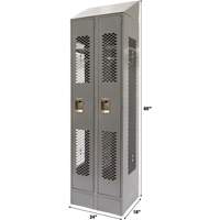 Vented Lockers, Bank of 2, 24" x 18" x 88", Steel, Grey, Knocked Down, Perforated Air Extreme Inc.