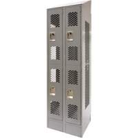 Vented Lockers, 2 -tier, Bank of 2, 24" x 18" x 88", Steel, Grey, Knocked Down, Perforated Air Extreme Inc.