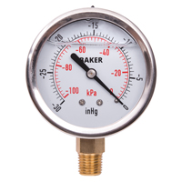 Manom&egrave;tres,  2-1/2", 30" Hg-0" Vac, Fixation inf&eacute;rieure, Analogique rempli de liquide Air Extreme Inc.