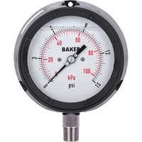 Pressure Gauge, 4-1/2" , 0 - 15 psi/0 - 100 kPa, Bottom Mount, Liquid Filled Analogue Air Extreme Inc.