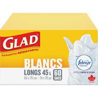 Tall 45L Febreze Garbage Bags, Regular, 24" W x 28" L, White Air Extreme Inc.