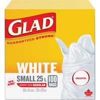 Small 25L Unscented Garbage Bags, Regular, 20" W x 20" L, White Air Extreme Inc.