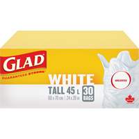 Tall 45L Unscented Garbage Bags, Regular, 24" W x 28" L, White Air Extreme Inc.