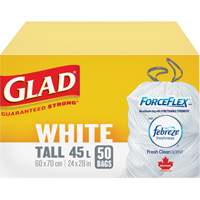 Tall 45L Febreze Garbage Bags, Regular, 24" W x 28" L, White Air Extreme Inc.