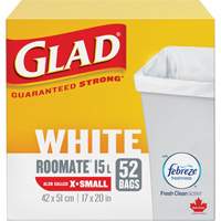 X-Small 15L Roommate Febreze Garbage Bags, Regular, 17" W x 20" L, White Air Extreme Inc.