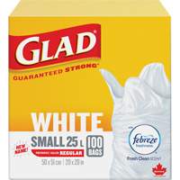Small 25L Febreze Garbage Bags, Regular, 20" W x 20" L, White Air Extreme Inc.