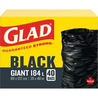 Sacs &agrave; ordures 184 L, R&eacute;gulier, 35" la x 48" lo, Noir Air Extreme Inc.