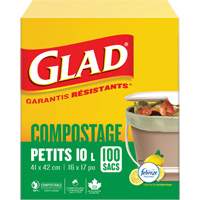 Small Compostable Bags, Regular, 17" L x 16" W, Brown, 10 L (3 Gal.) Capacity Air Extreme Inc.