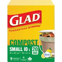 Small Compostable Bags, Regular, 17" L x 16" W, Brown, 10 L (3 Gal.) Capacity Air Extreme Inc.