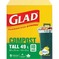 Tall Compostable Bags, Regular, 31" L x 24" W, Brown, 49 L (13 Gal.) Capacity Air Extreme Inc.