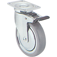 Roulette zingu&eacute;e, Pivotant avec frein, 4" (101,6 mm), Caoutchouc, 200 lb (91 kg) Air Extreme Inc.