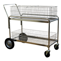 Wire Mesh Office Mail Cart, 250 lbs. Capacity, Chrome, 23-3/4" D x 43" L x 38-1/2" H, Chrome Plated Air Extreme Inc.