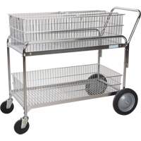 Wire Mesh Office Mail Cart, 250 lbs. Capacity, Chrome, 23" D x 42" L x 38" H, Chrome Plated Air Extreme Inc.